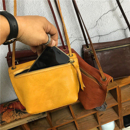 eybag Soft Genuine Leather Women Messenger Bag Female Real Leather Crossbody Shoulder Bags Small Handbag Retro Phone Bag for Girls