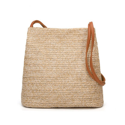 eybag Women Straw Bag Bohemian Rattan Beach Handbag Handmade Kintted Crossbody Bucket Bags Summer Tassel Beach Bag