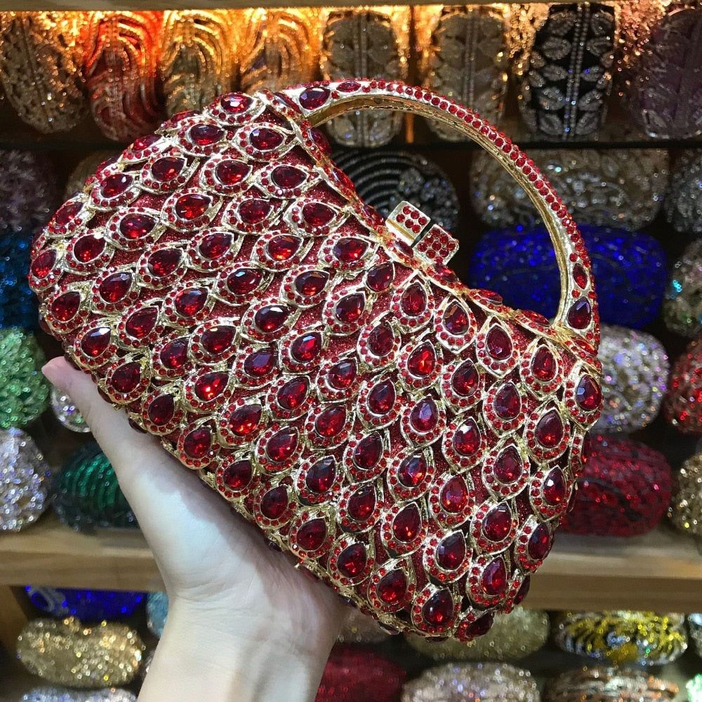 eybag Wholesale Crystals 10 Colors Red Clutch Purse Messenger Bags Clutches Women Bridal Evening Clutch Bag Wedding Party Handbags