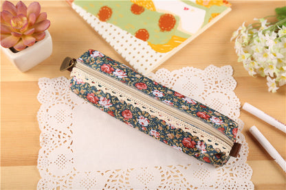 eybag Mini Retro Flower Floral Lace Pencil Case, Pencil Bag School Supplies Cosmetic Makeup Bag Zipper Pouch Purse, Estojo Escolar