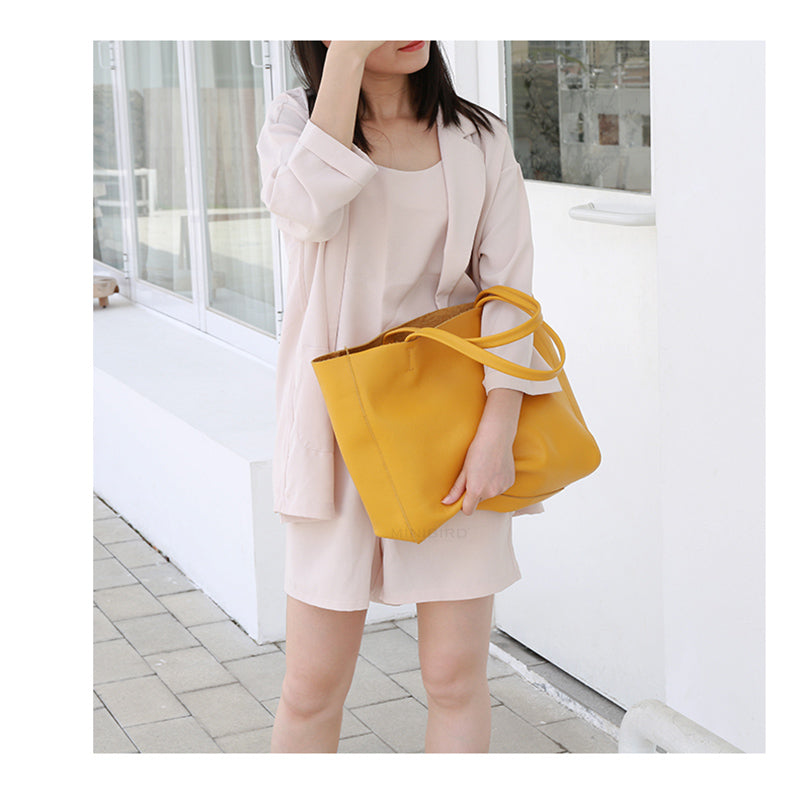 eybag Women Luxury Bag Casual Tote Female Fashion Summer Beach Handbag Lady Popular Soft Cowhide Genuine Leather Shoulder Shopping Bag