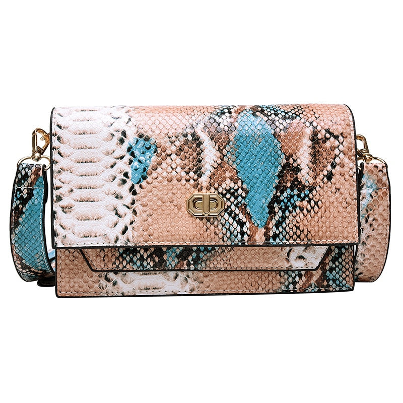 eybag Snake Pattern women flap bags PU Leather ladies Handbag Luxury Designer Wide Strap Sling bag for female Shoulder Crossbody Bag