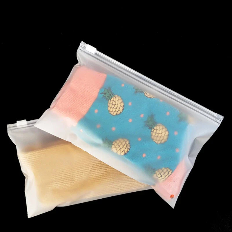 eybag 10Pcs 16Wires Frosted Zipper Bag Underwear Panties Socks Packaging Supplies Socks Cosmetic Storage Bags With Air Hole Resealable