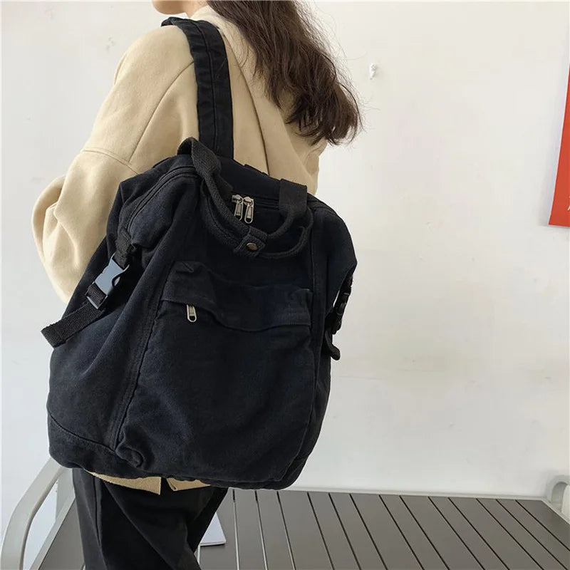 eybag Fashion Backpacks Large Capacity School Bag Quality Canvas Rucksack Teenage Girl Shoulder Travel Bag Student Bags