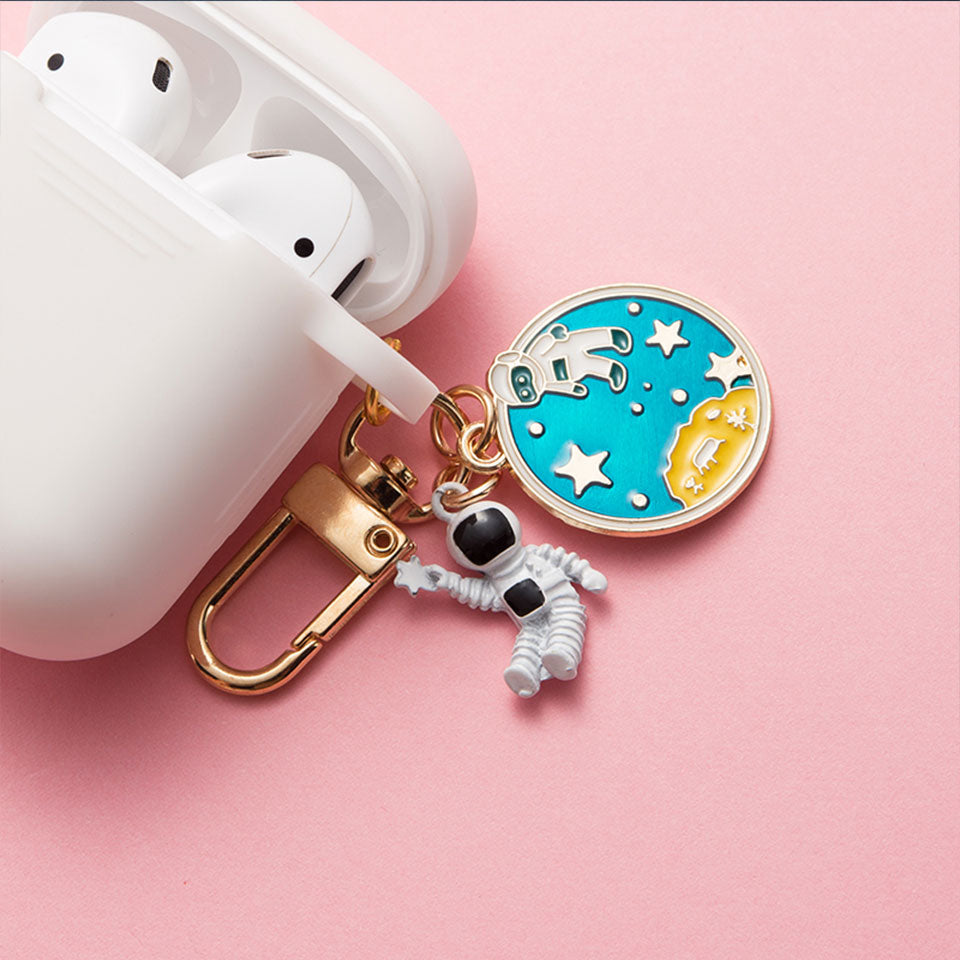 eybag Cosmic Astronaut Spaceman Silicone Case for Apple AirPods 1 2 Case with Keychain Wireless Earphone Case Accessories Cover Box