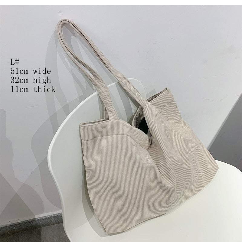 eybag Corduroy Bag Handbags for Women Shoulder Bags Female Soft Environmental Storage Reusable Girls Small and Large Shopper Totes Bag