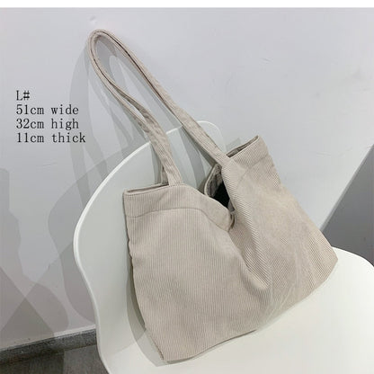 eybag Corduroy Bag Handbags for Women Shoulder Bags Female Soft Environmental Storage Reusable Girls Small and Large Shopper Totes Bag