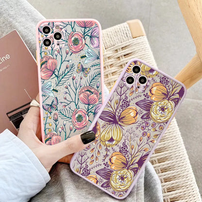 eybag Flower Plant Phone Case for iphone 11 12 13 14 15 Pro Max for iphone X XS MAX XR 6s 7 8 Plus Back Shockproof Cover Funda Shell