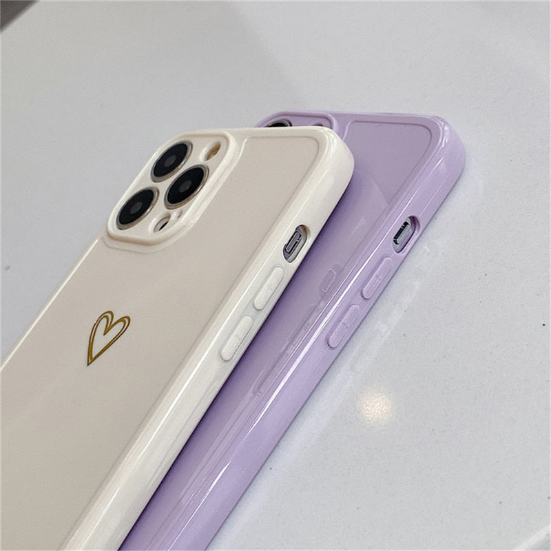 eybag Cute Love Heart Shockproof Phone Case For iPhone 13 11 12 14 Pro Max 14Plus 7 8Plus X XS XR Max Camera Protection Soft TPU Cover