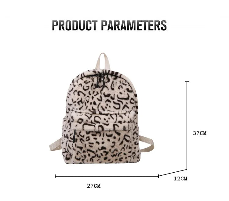 eybag Soft Faux Fur women backpack big capacity Winter Leopard print School Bag for Girls Travel female Backpacks Daypack Felt bagpack