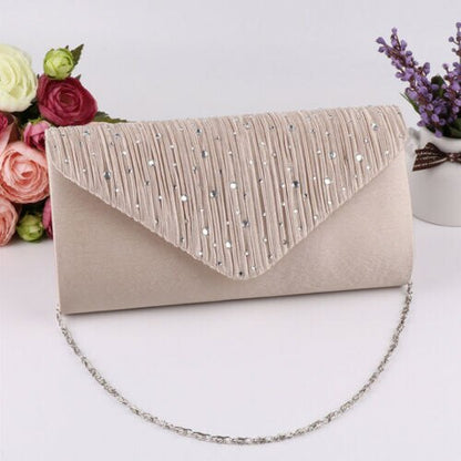 Lkblock Fashion Ladies Glitter Evening Satin Bridal Clutch Diamond Bag Womens Wedding Party Prom Envelope Handbag Party Banquet Bags