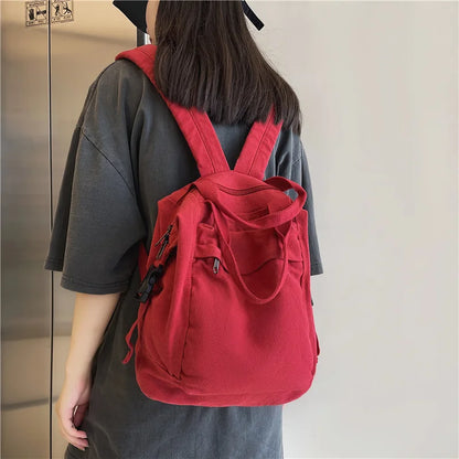 eybag School Bag Student Shoulders Large Capacity Canvas Backpacks Female College Teen Computer Bag