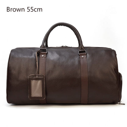 Lkblock Hot Genuine Leather Men Women Travel Bag Soft Real Leather Cowhide Carry Hand Luggage Bags Travel Shoulder Bag Male Female