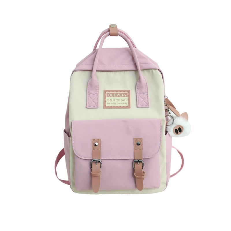 eybag Women Nylon Backpack Candy Color Waterproof School Bags for Teenagers Girls Patchwork Backpack Female Rucksack Mochila