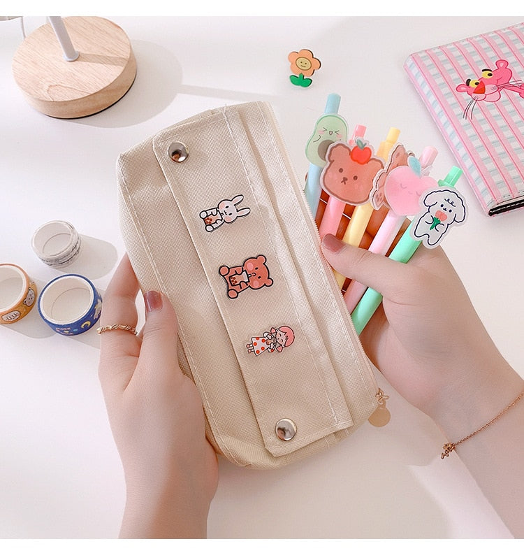 eybag Pencil Case Korean School Supplies Kawaii Pencil Bags Random Broochs Pen Case Trousse Scolaire For Girls School Pencil Cases