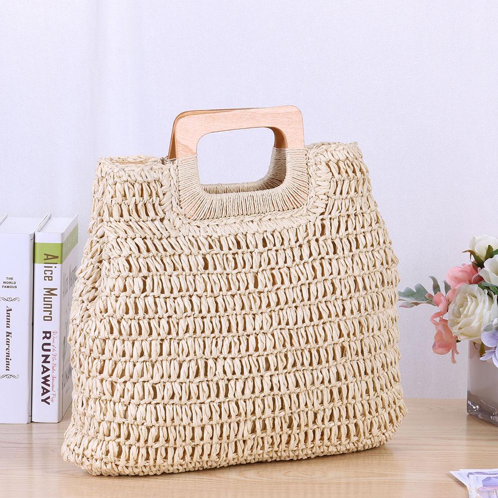 eybag Handbag Vintage Bohemian Straw Bag for Women Summer Large Capacity Storage Beach Handbag Rattan Handmade Kintted