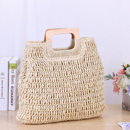 eybag Handbag Vintage Bohemian Straw Bag for Women Summer Large Capacity Storage Beach Handbag Rattan Handmade Kintted