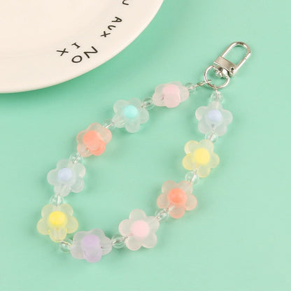 eybag Butterfly Flower Keychain Trendy Transparent Bead Lanyards Keyring Mobile Phone Chains for Women Car Keys Bag Decor Pendant