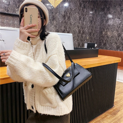 eybag Retro Women Portable Small Square Shoulder Bags Red Wine Ladies Underarm Bag Vintage PU Leather Female Tote Purse Handbags