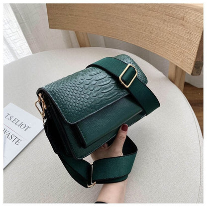 eybag Vintage Alligator lady Sling bag PU Leather Crossbody Bag For Women 2022 new Wide strap Shoulder Messenger Bag Ladies handbag