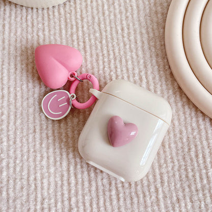 eybag 3D Heart Love Cute Silicone Earphone Accessories Case for AirPods Pro 2 3 Air Pods Cover Case Creative Smile Ornament Keyring