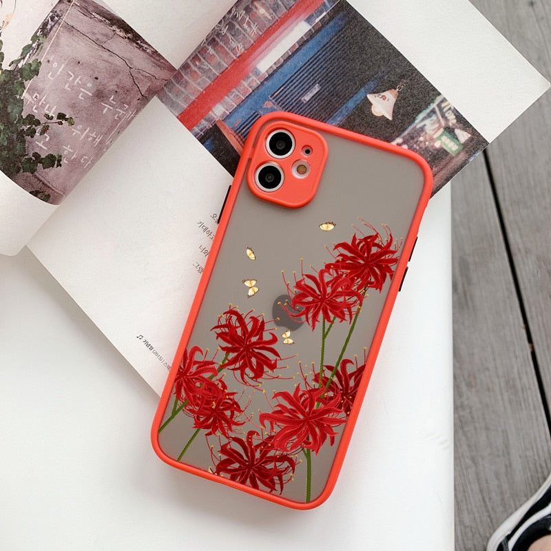 eybag Butterfly Lavender Higan Flower Phone Case For iphone 6s 7 8 plus SE 2 12 13 mini 11 pro max X XR XS Max Hard Shockproof Case