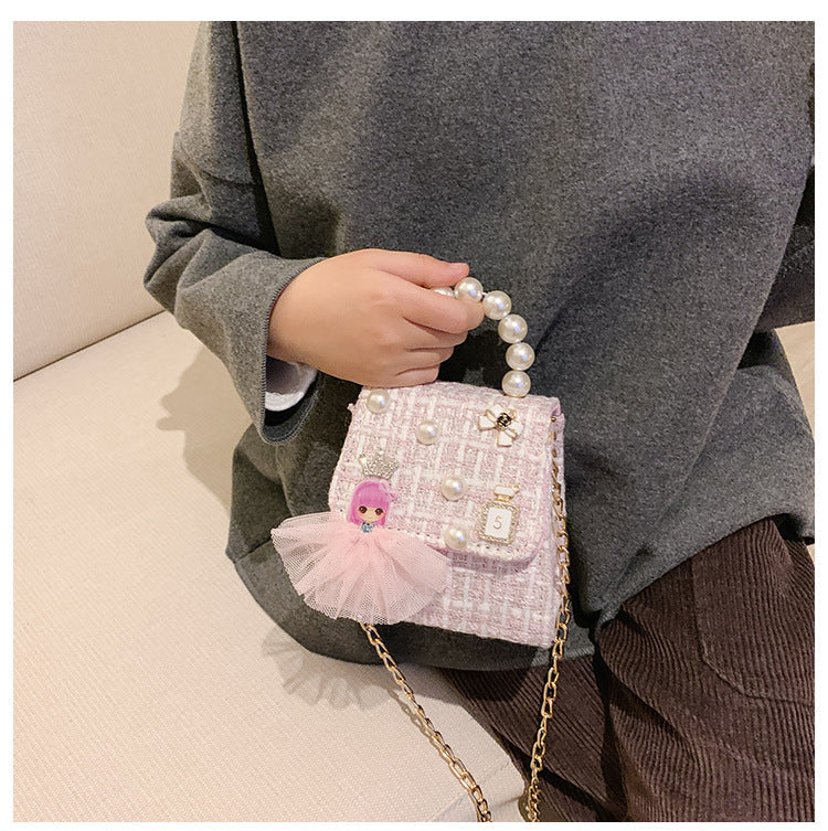 Lkblock Korean Style Women Mini Handbags Tote Cute Girls Princess Bow Messenger Bag Baby Girl Pearl Party Shoulder Hand Bags Gift