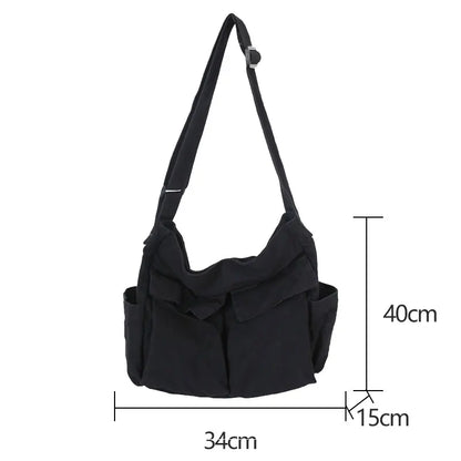 eybag Women's Shoulder Bags Large Capacity Canvas Shopping Bags Unisex Casual Shoulder Tote Teenager Solid Color Student Crossbody Bag