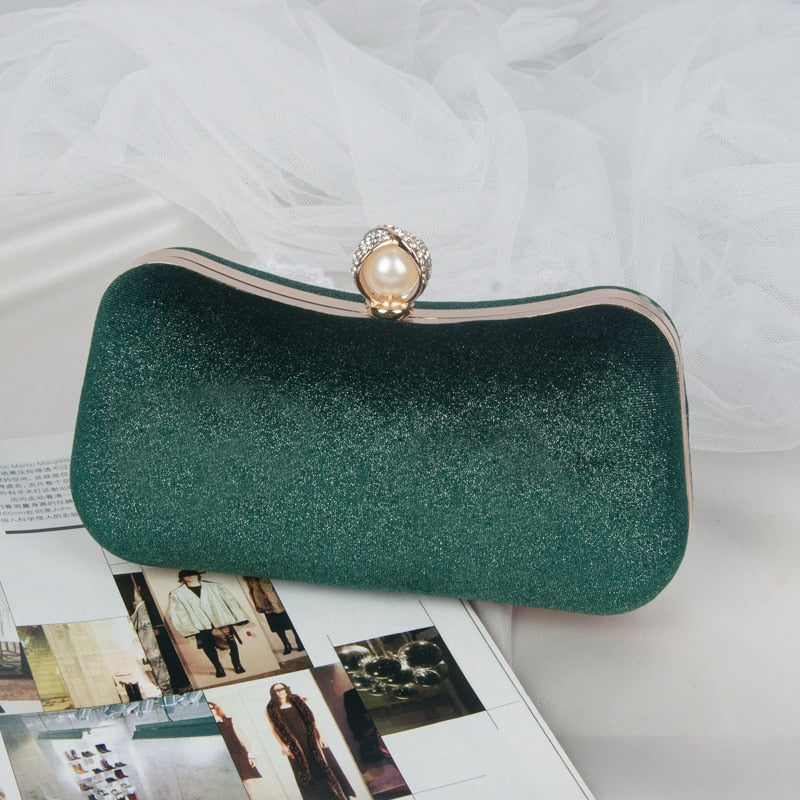 eybag Women's Evening Clutch Bag Retro Velvet Apricot Party Purse and Handbag Elegant Banquet Wallet Wedding Chain Shoulder Bag