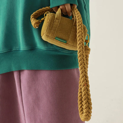 eybag Brand Mini Corduroy Women Crossbody Bag Designer Bags Fashion Small Woven Belt Shoulder Bag Female Rope Belt Handbag Purse Chic