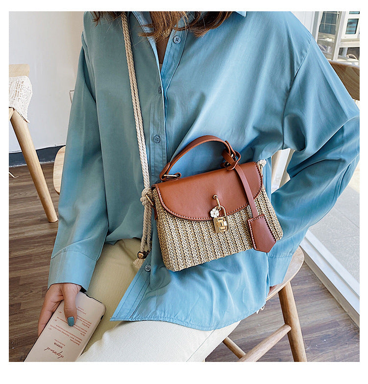 Lkblock fashion rattan women shoulder bags designer handbags luxury wicker woven crossbody bag summer beach straw bag lady small purses