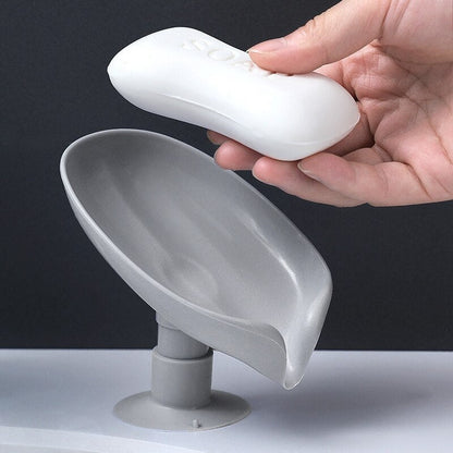 eybag 1/2Pcs Leaf Shape Soap Box with Suction Cup Drain Soap Holder Box Bathroom Sponge Storage Plate Tray Bathroom Supplies