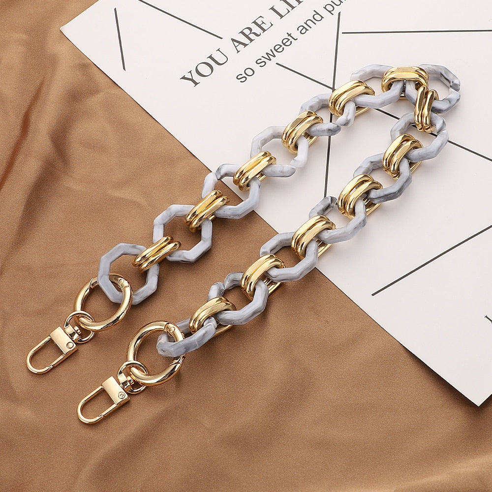 Lkblock New Acrylic Bag Chain Bag Strap Removable Bag Accessories Colourful Women's Resin Chain chain of bags Purse Chain Fishbone chain