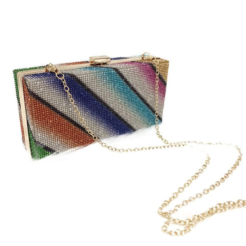 eybag Rainbow Diamond Wedding Clutch Purse  Elegant Party Evening Bag small Handbag for Women Luxury Designer Cross body Bag  B373