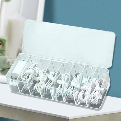 eybag Cable Storage Box Transparent Plastic Data Line Storage Container Desk Stationery Makeup Organizer Key Jewelry Box Office Holder