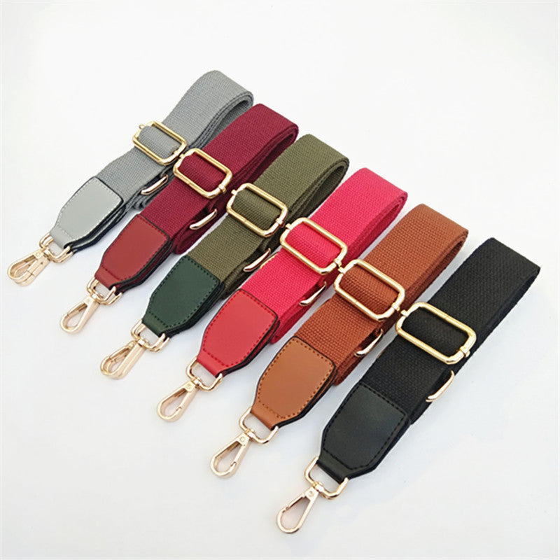 eybag Luxury Pure Color Cotton Webbing With Pu Leather Long Shoulder Strap Adjustable Shoulder Messenger Bag Accessory Bag Obag