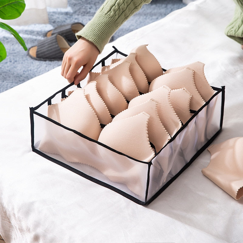 eybag Dormitory closet organizer for socks home separated underwear storage box 7 grids jeans bra organizer foldable drawer organizer