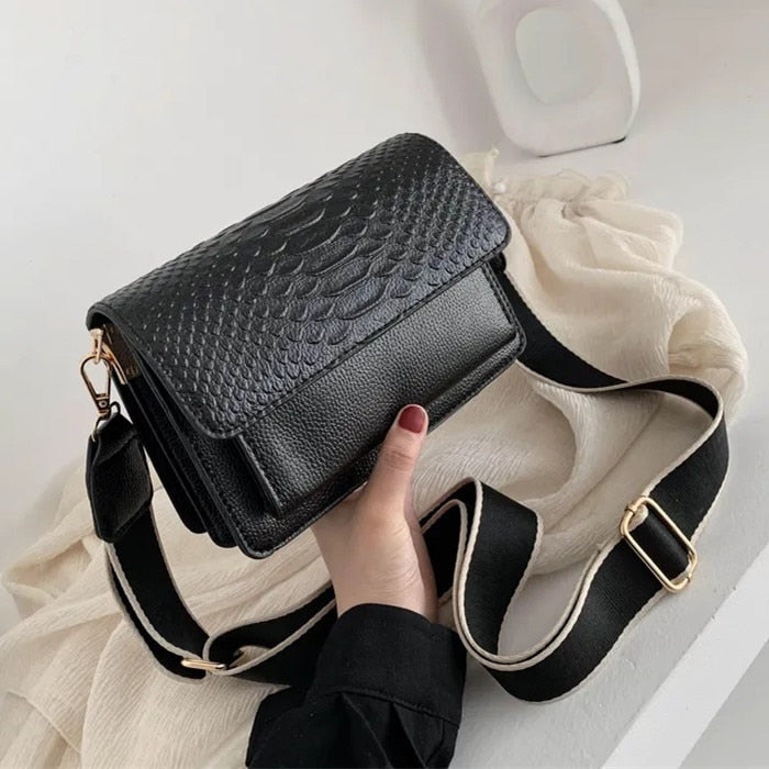 eybag Vintage Alligator lady Sling bag PU Leather Crossbody Bag For Women 2022 new Wide strap Shoulder Messenger Bag Ladies handbag