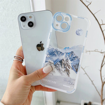 eybag Aesthetic Snow Mountain Transparent Phone Case For iPhone 13 12 11 Pro Max X XR XS Luxury Clear Soft Silicone Shockproof Cover