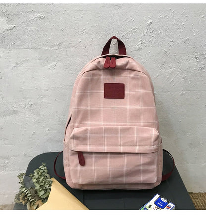 eybag - Fashion Girl College School Bag Casual New Simple Women Backpack Striped Book Packbags for Teenage Travel Shoulder Bag Rucksack