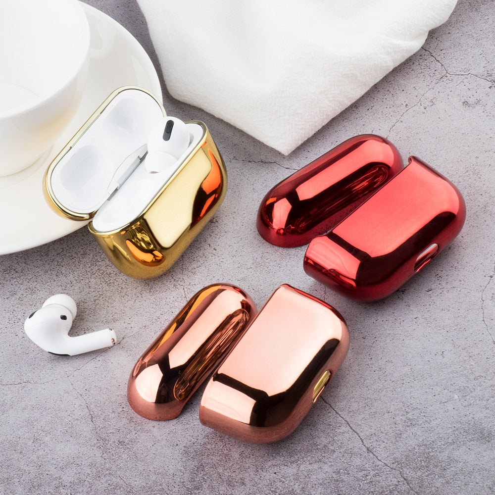 eybag For AirPods Pro 3 Case Luxury Gold Plating Hard Cover Bluetooth Wireless Earphone Case Headphone For Air pods 2 Pro Charging Box