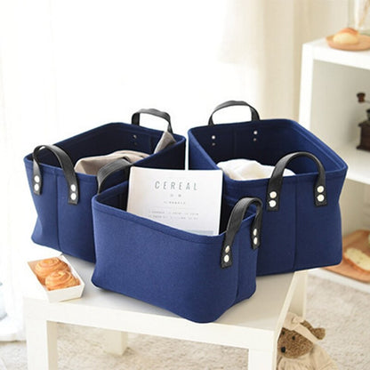 eybag Felt Storage Basket with Handle Folding Storage Box Kids Toys Organizer Desktop Sundries Organizer Basket Cosmetics Container