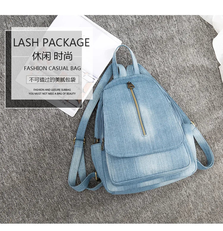 eybag Blue Denim Canvas Women Backpack Big Capacity High Quality female School Bag Casual Jeans Travel shoulder Bag Rucksack Mochila