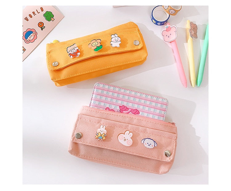 eybag Pencil Case Korean School Supplies Kawaii Pencil Bags Random Broochs Pen Case Trousse Scolaire For Girls School Pencil Cases