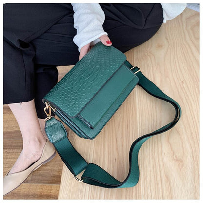 eybag Vintage Alligator lady Sling bag PU Leather Crossbody Bag For Women 2022 new Wide strap Shoulder Messenger Bag Ladies handbag