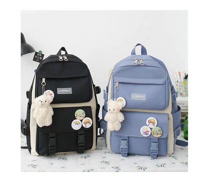 eybag Women Laptop Backpack 4 Pcs Set Harajuku Canvas School Bags For Teenage Girls Kawaii College Student Kids Book Bag Rucksack