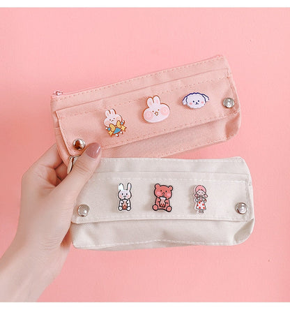 eybag Pencil Case Korean School Supplies Kawaii Pencil Bags Random Broochs Pen Case Trousse Scolaire For Girls School Pencil Cases