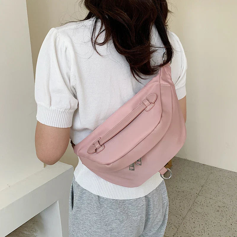 Lkblock Fashion Chain Fanny Pack Banana Waist Bag New Brand Belt Bag Women Waist Pack Nylon Chest Bag Belly Bag