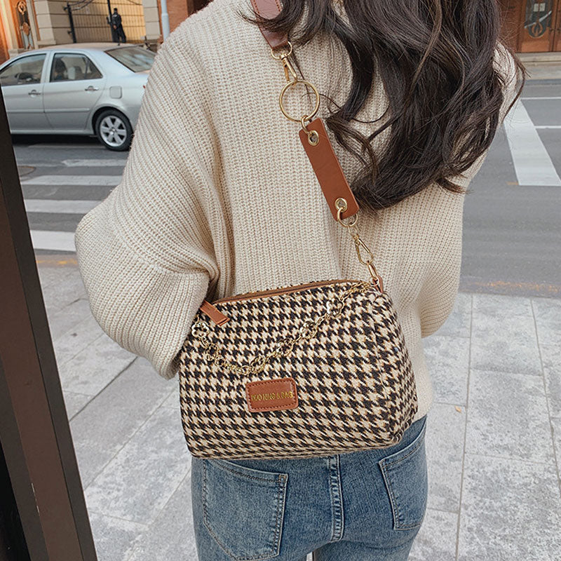 eybag Vintage Houndstooth Bucket Bags New Wild Woolen Cloth Handbag Women Shoulder Crossbody Bag Tote Women's Handbags Purses