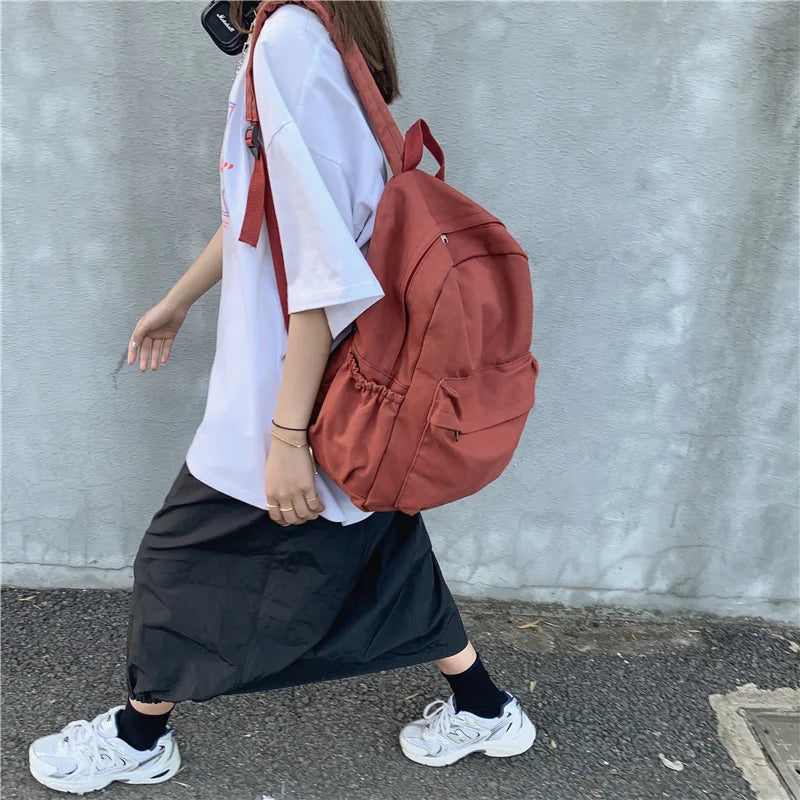 eybag Canvas Casual Women's Backpack NEW Women Travel Fashion High Capacity Men Rucksack Solid Color Backpack Boy Student SchoolBag